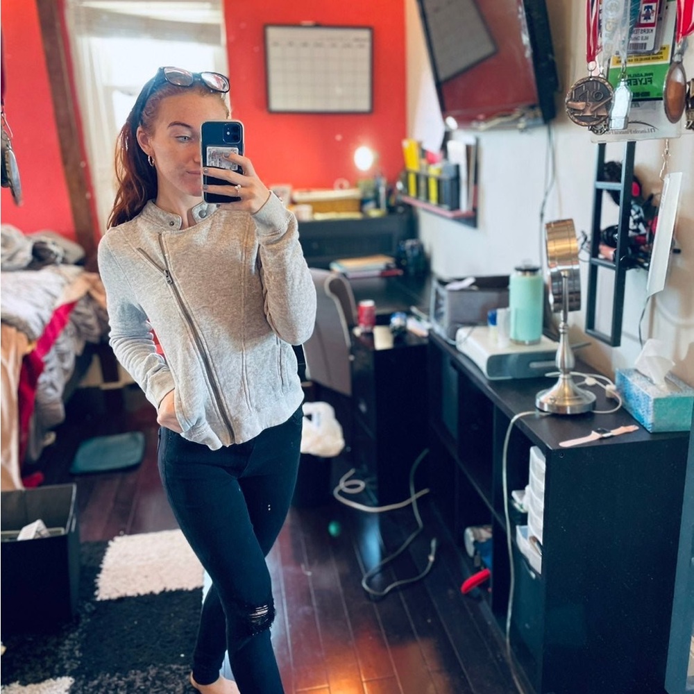 Gray zip up